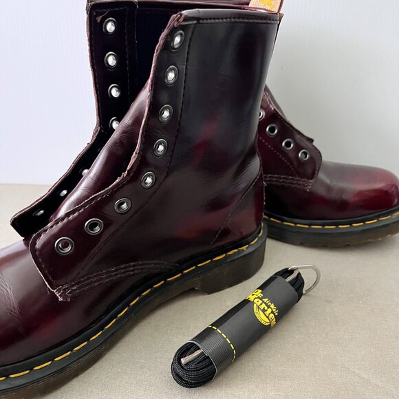 Dr Martens Vegan Cherry Red Boots Women's Size 9 US - Picture 2 of 11